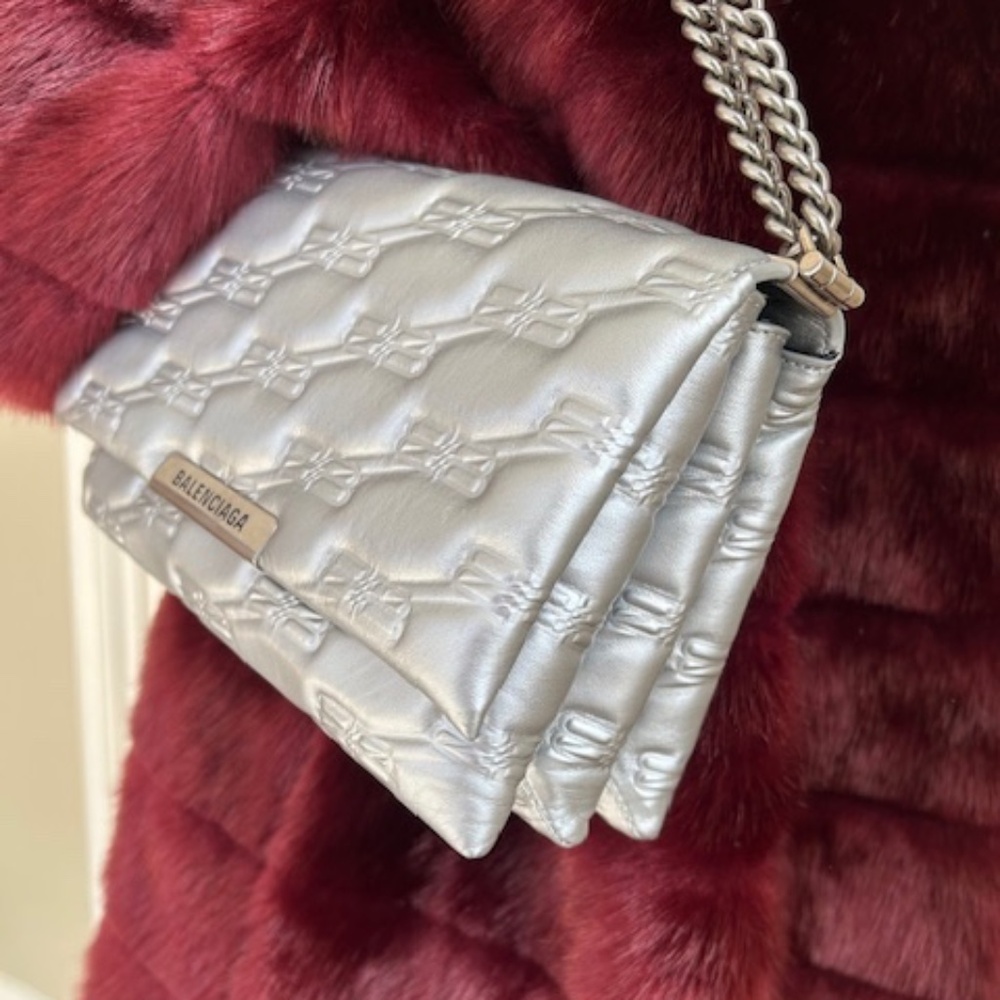 NWT Silver BALENCIAGA Triplet BB monogram shoulder bag - Picture 2 of 12